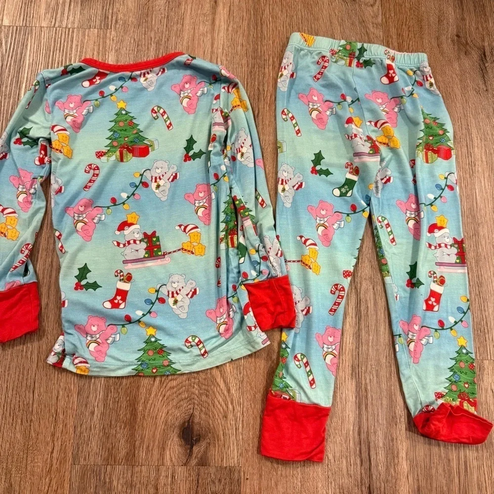 Care Bears Birdie Bean Pajamas 3T Unisex Rainbow Bears Christmas Bamboo Holiday
